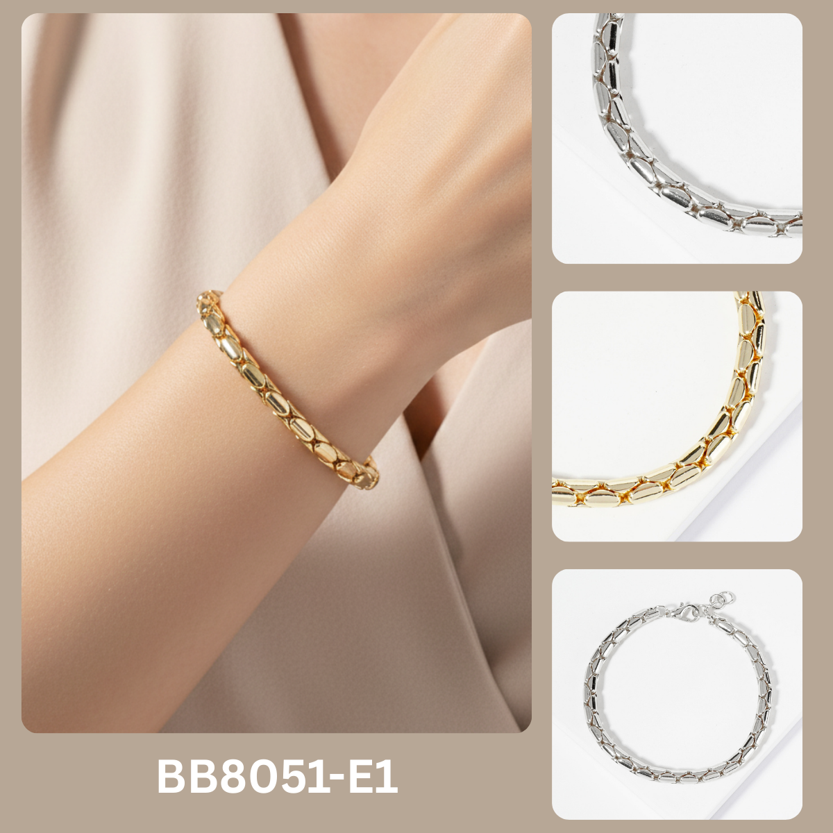 18K Gold Dipped Tube Link Chain Bracelet