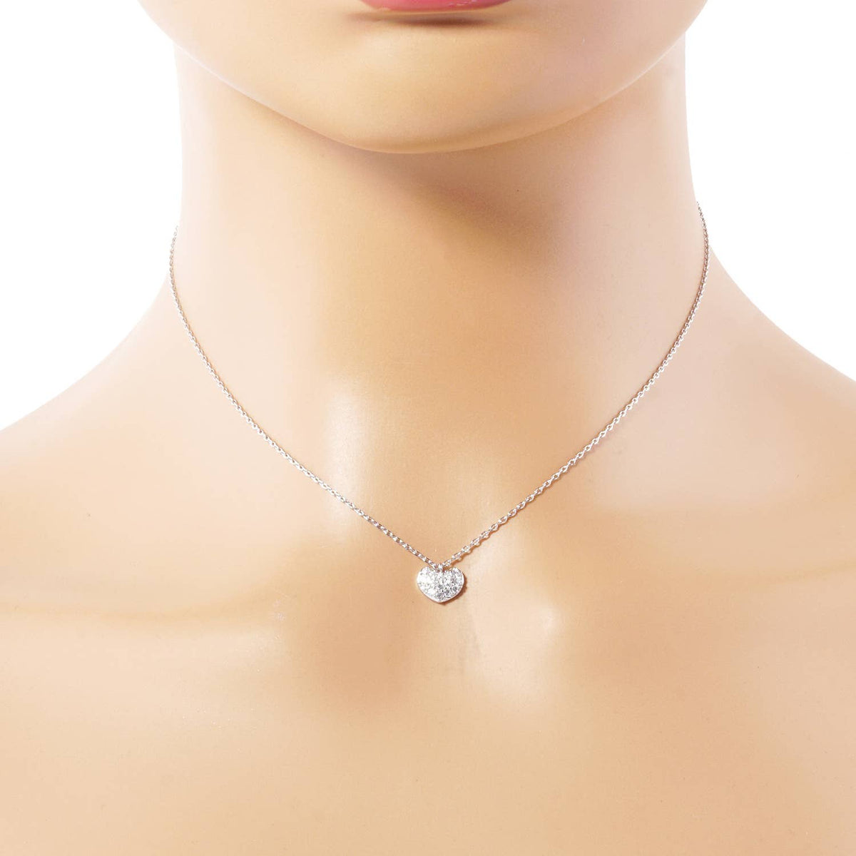 18K Gold Dipped CZ Pave 6mm Heart Pendant Necklace