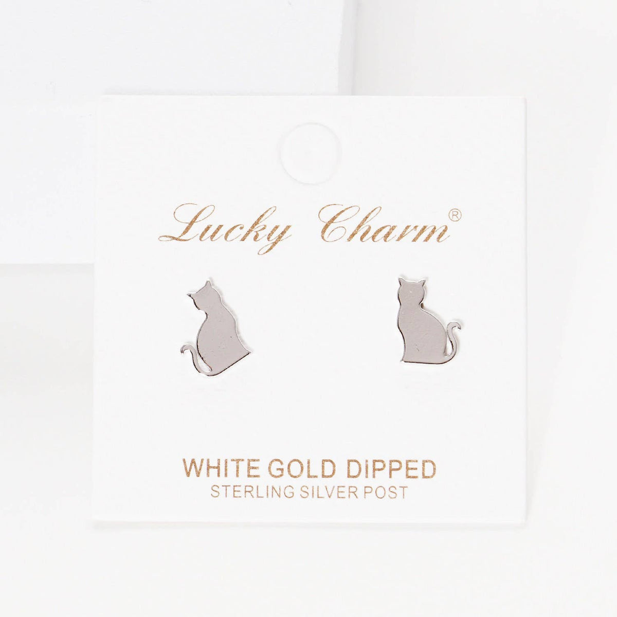 Gold Plated Cat Stud Earrings