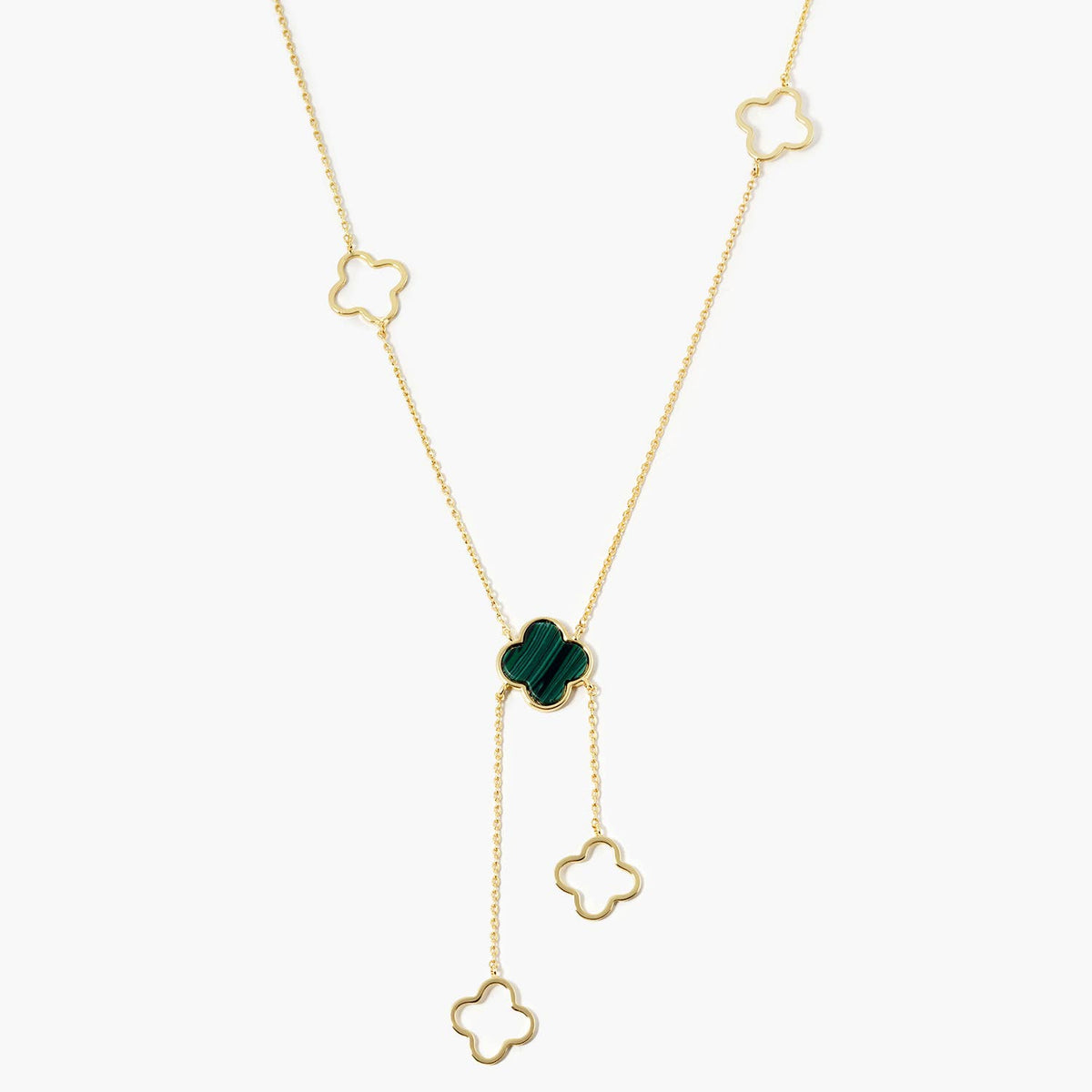Minimalist Clover Y-Necklace with Dangle Charms