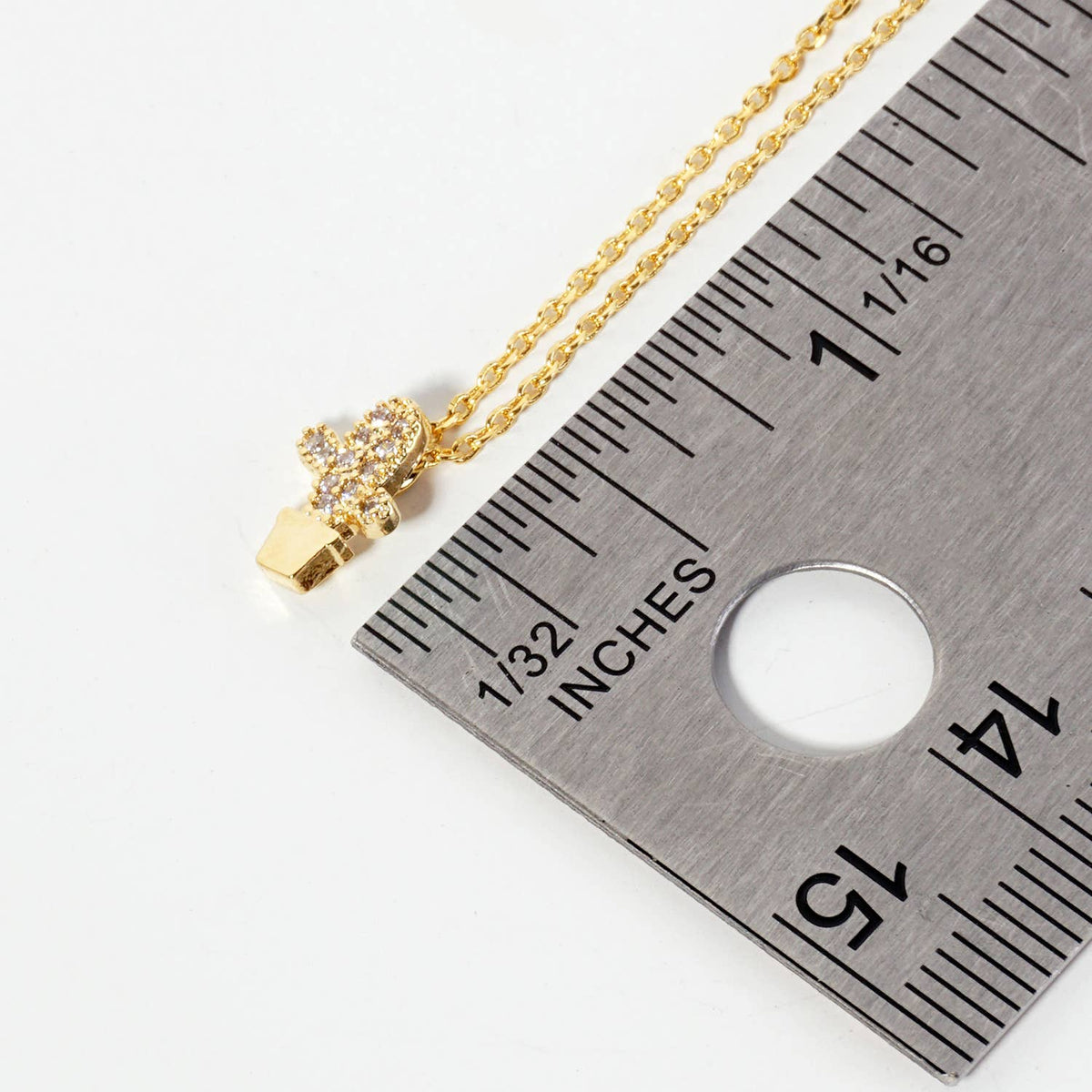 Minimalist Dainty Pave Cactus Pendant Necklace