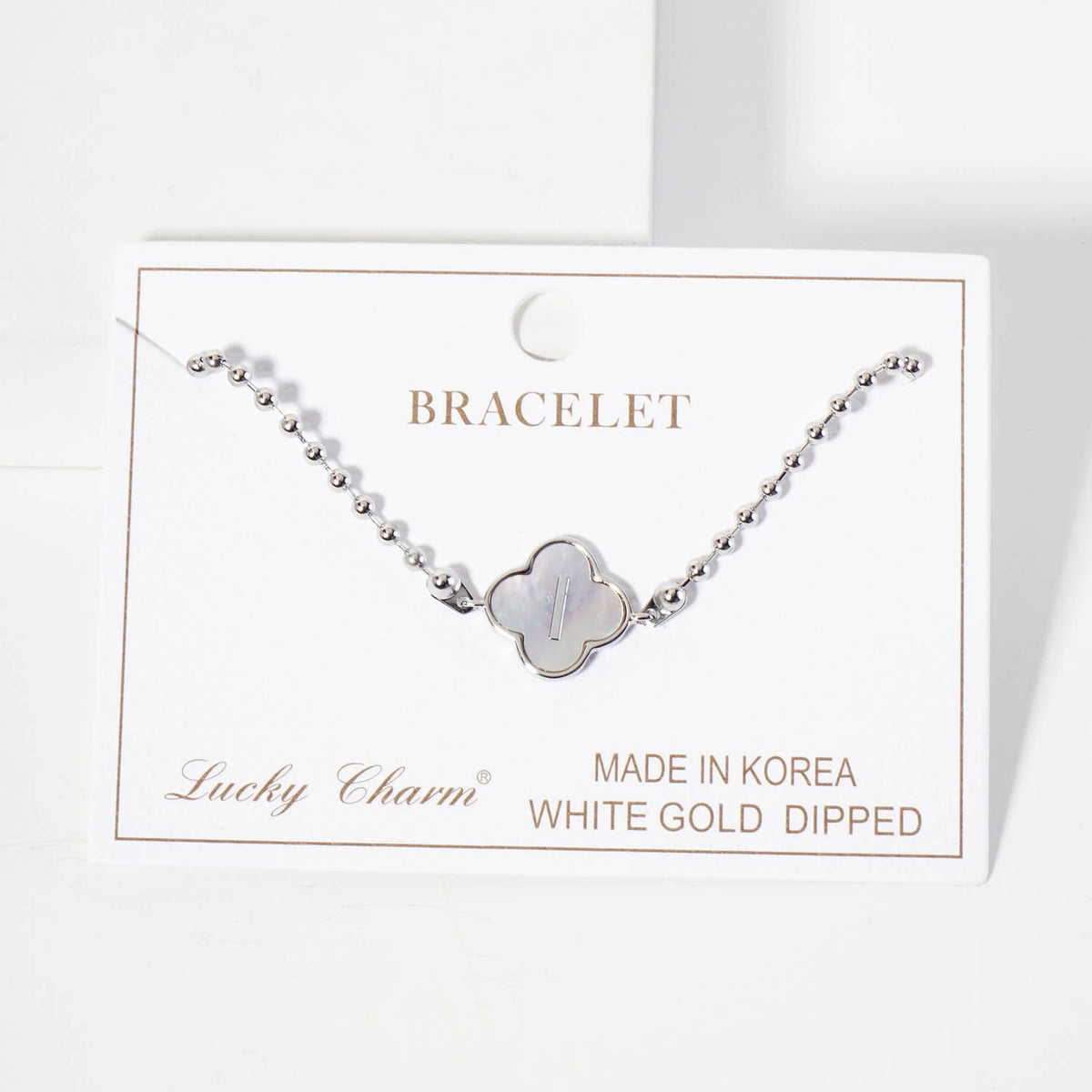 Dainty Gold Dipped Initial Clover Bracelet