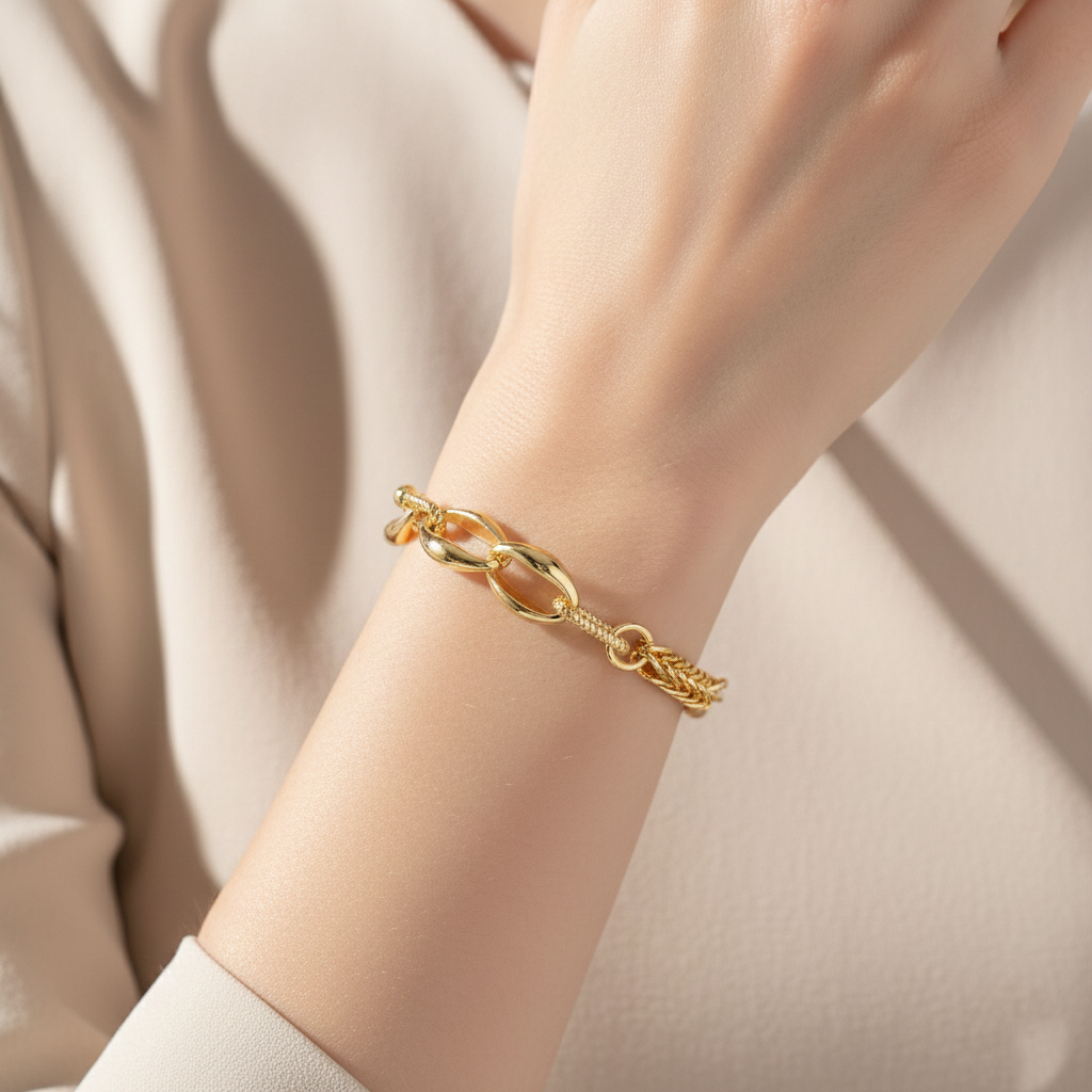 Mixed-Link Textured Chain Bracelet