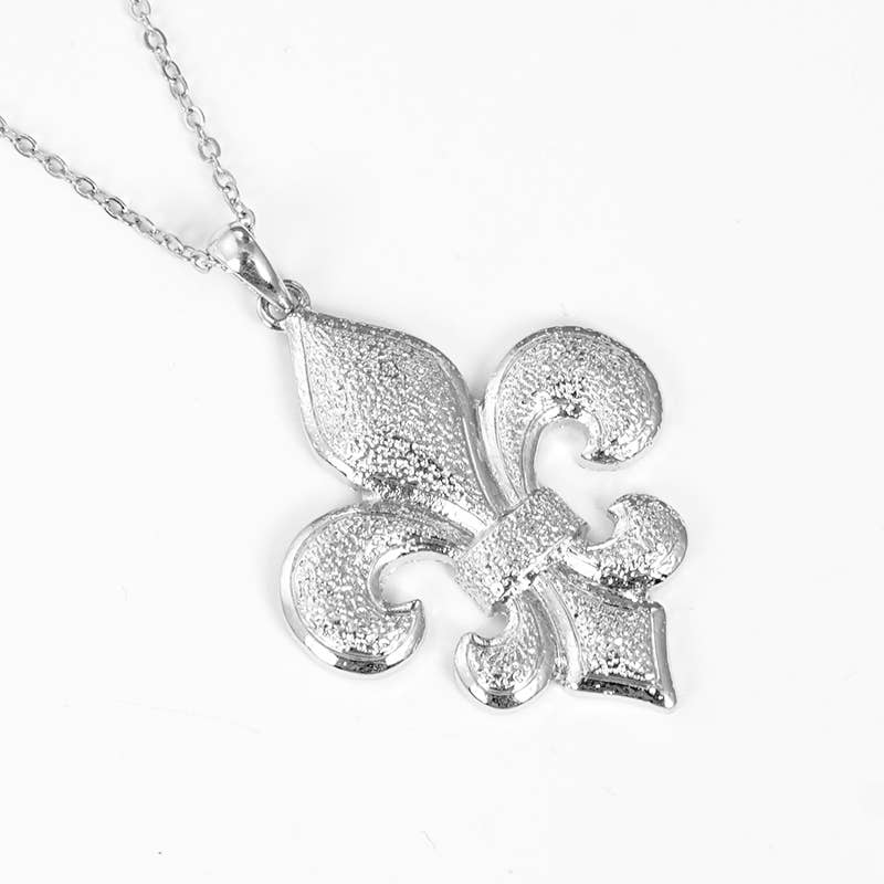 Gold Plated Bold Fleur De Lis Necklace
