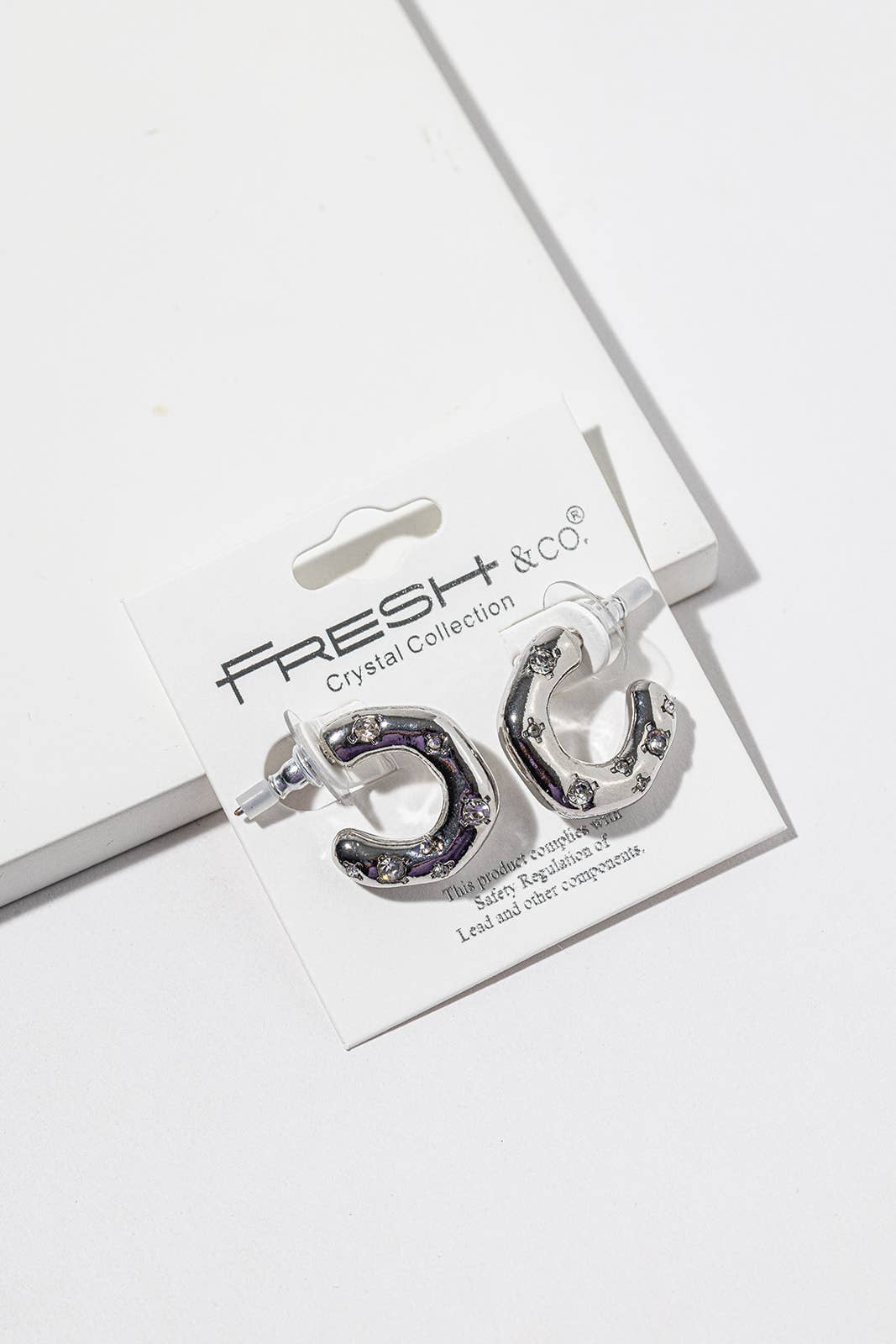 Starry C-Hoop Stud Earrings – Scattered Crystal C Curve