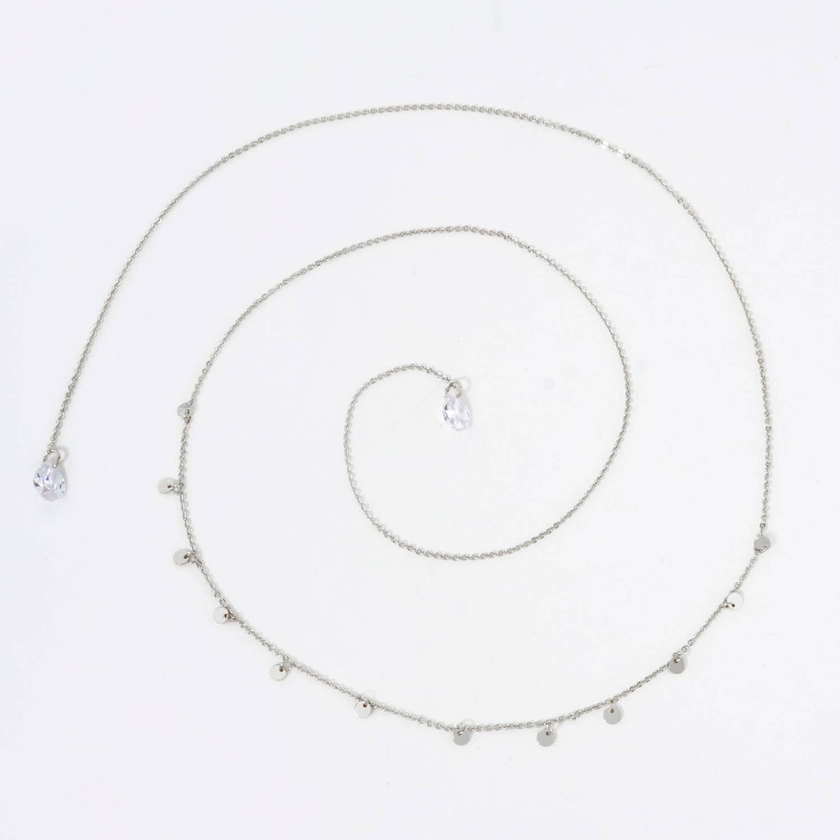 Teardrop Cubic-Zirconia Drop Disc Charms Face-Chain