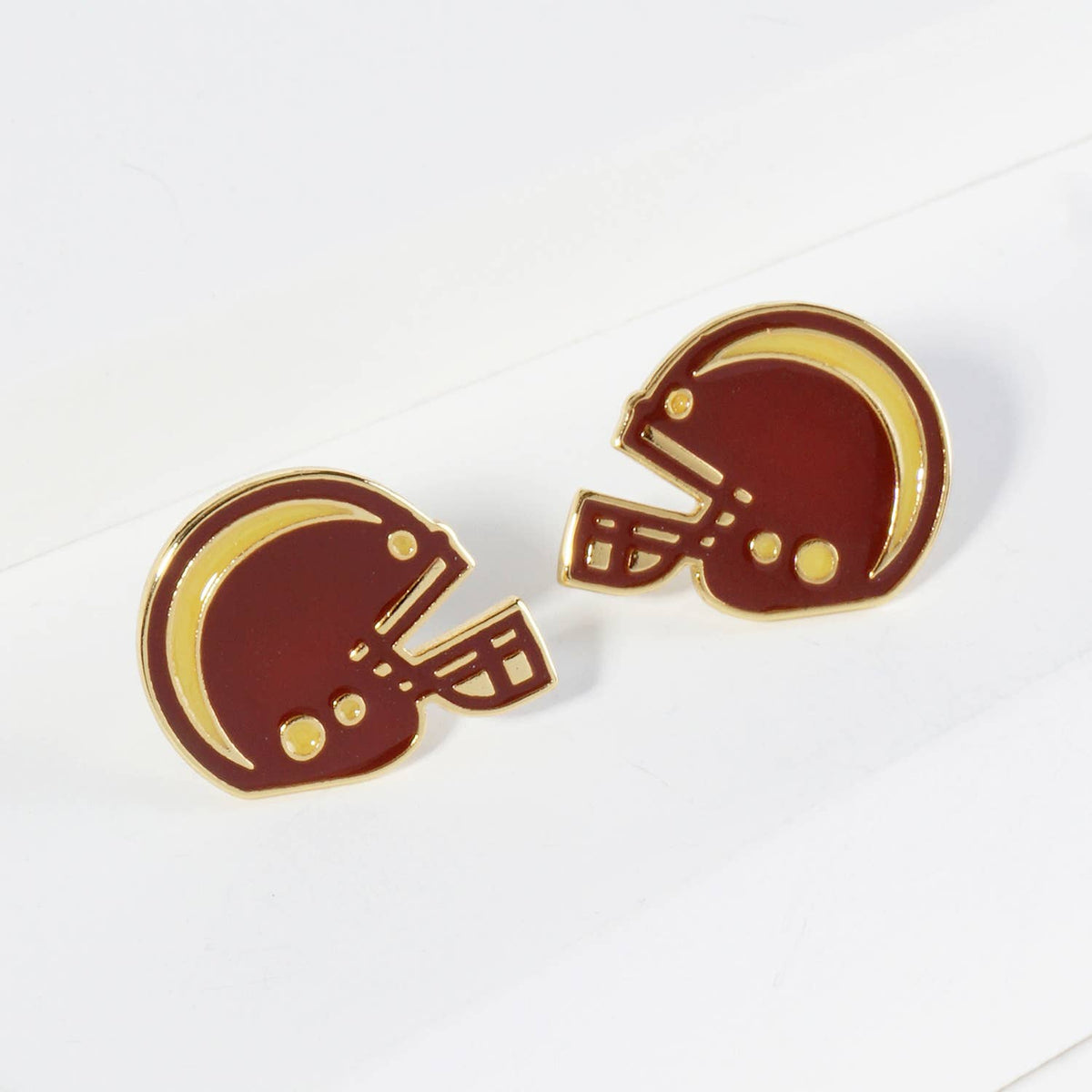 18K Gold Dipped Enamel Football Helmet Game Day Stud Earring