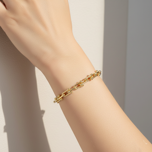 18K Gold Dipped 10mm HardWare Chain Bracelet