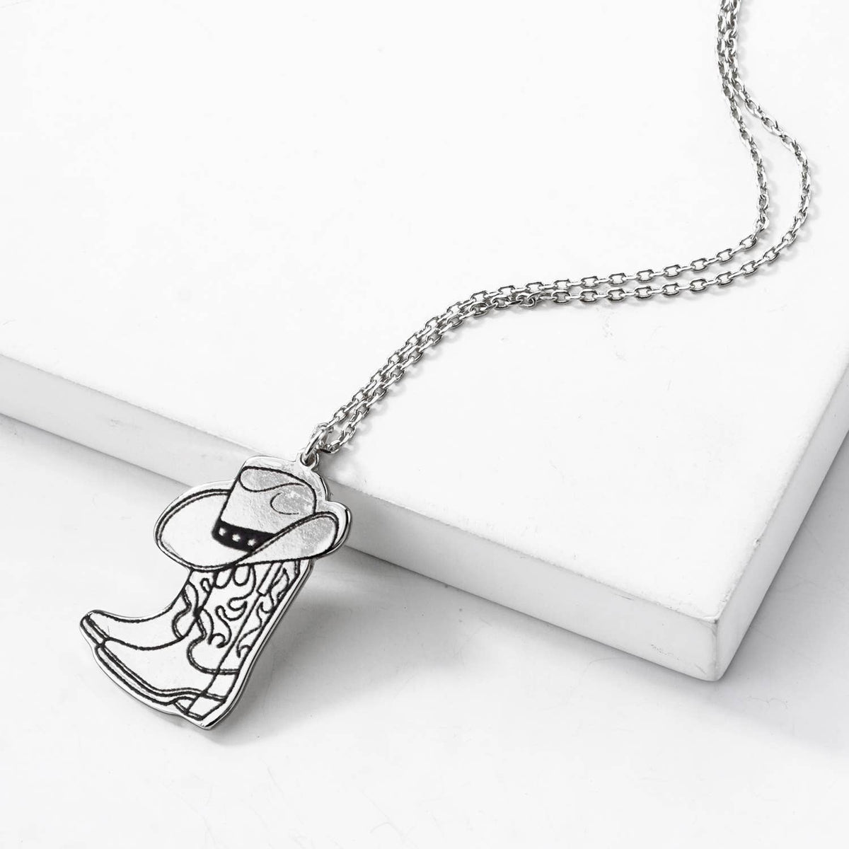 Western Cowboy Boot & Hat Charm Pendant Necklace