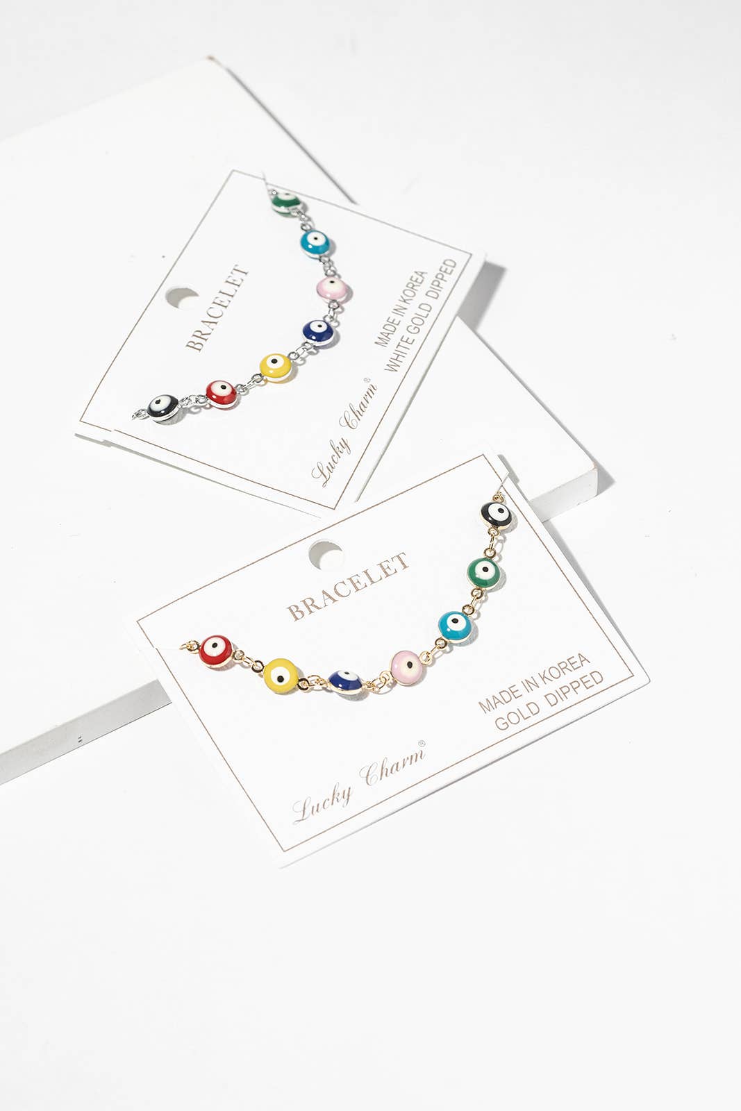 Multi-Color Enamel Evil Eye Chain Bracelet