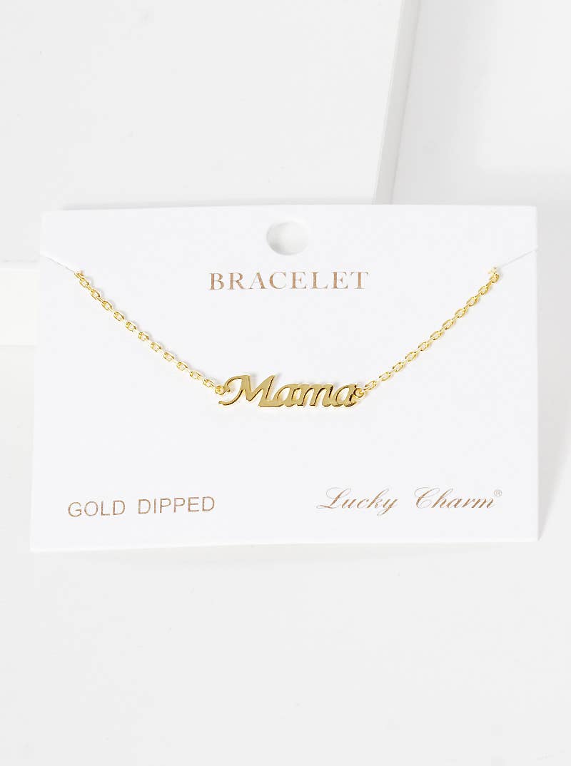 Minimalist Script "Mama" Charm Bracelet