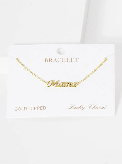 Minimalist Script "Mama" Charm Bracelet