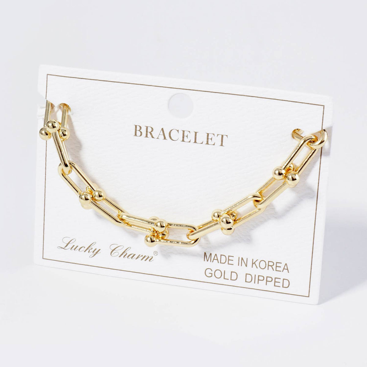 Elegant U-Link Chain Bracelet with Ball Accents