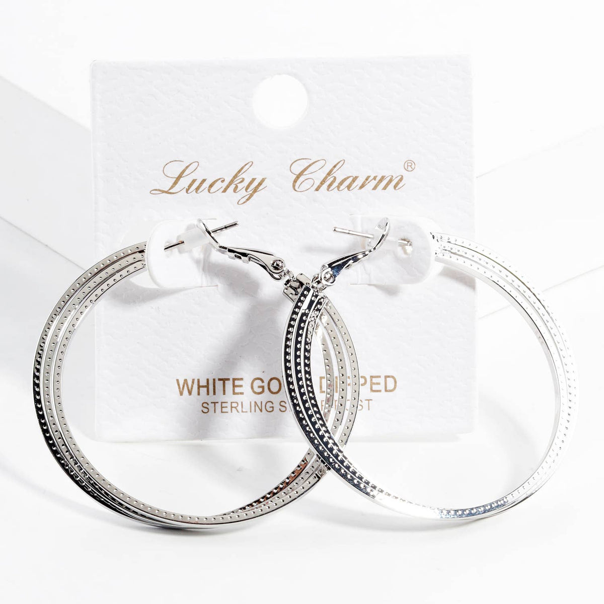 Geometric Triple-Row Hoop Earrings