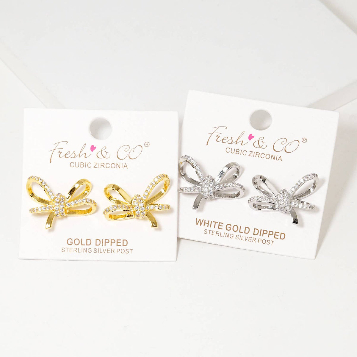 Dainty Pave Bow Stud Earrings