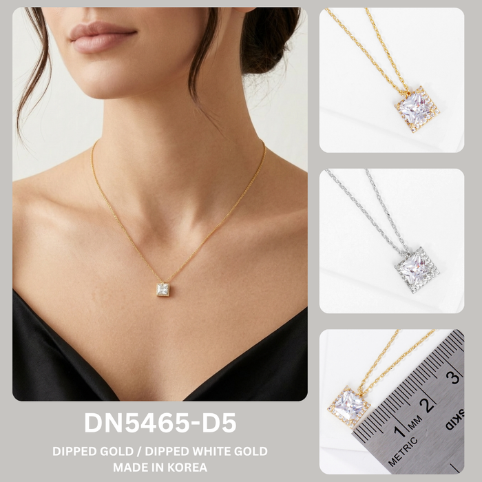 Radiant Square Halo Pendant Necklace