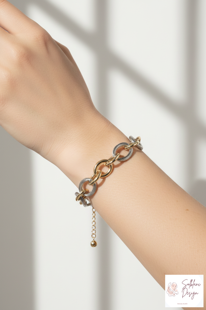 Two-Tone Twisted Link Chain Bracelet