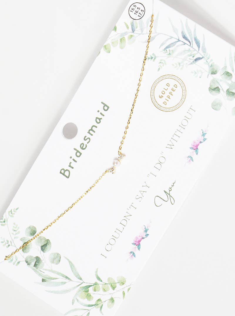 Dainty Pearl and Cubic Zirconia Bridesmaid Necklace