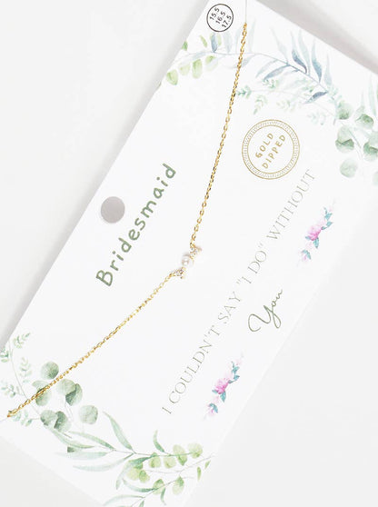 Dainty Pearl and Cubic Zirconia Bridesmaid Necklace