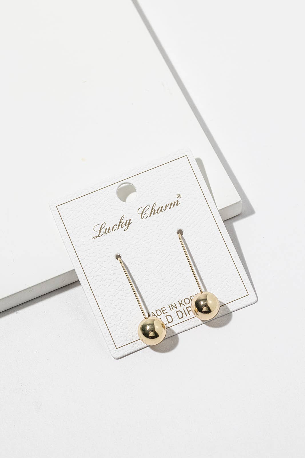 Long Hook Ball Drop Earrings – Metal Ball & Pearl Ball, Gold