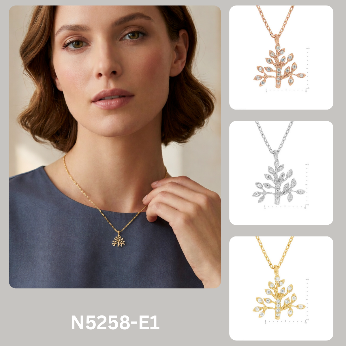 Dainty Olive Tree Branch Pendant Necklace