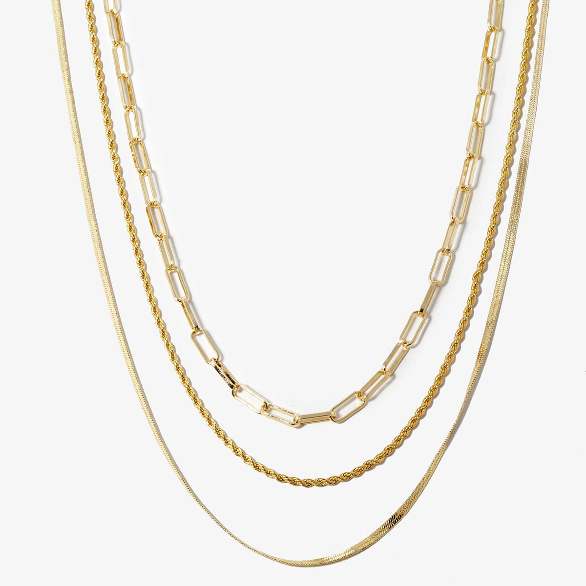 Gold  3 Layered Chain Necklace