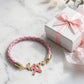 Hope Pink Ribbon Bracelet – Gold-Dipped Braided Script Charm