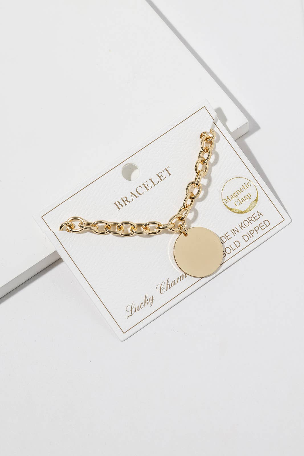 Minimalist Magnetic Clasp Round Disc Chain Bracelet