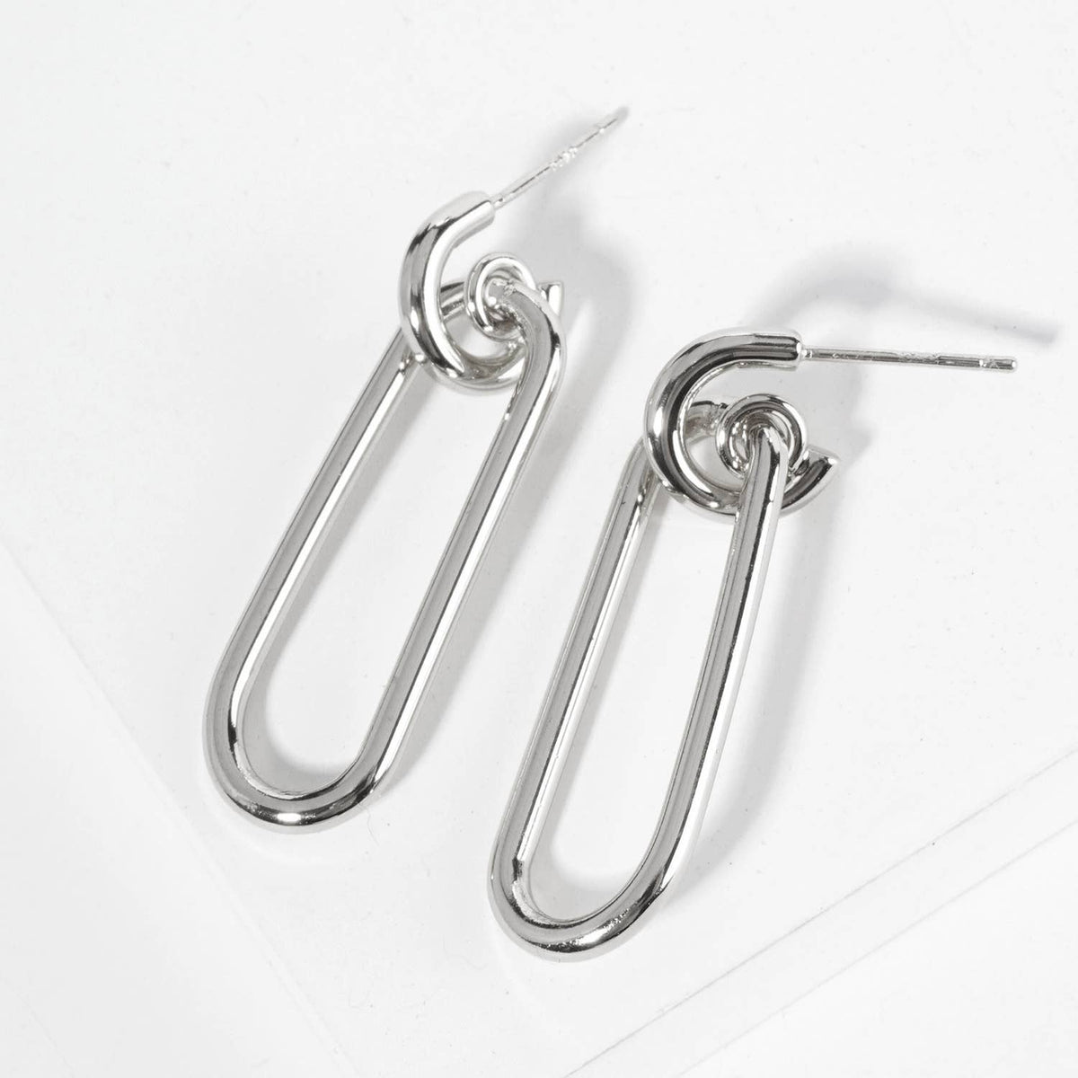 LINK CHAIN DANGLE DROP POST EARRINGS / 18K GOLD DIPPED