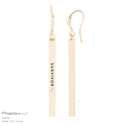 "SURVIVOR" Bar Dangle Earrings