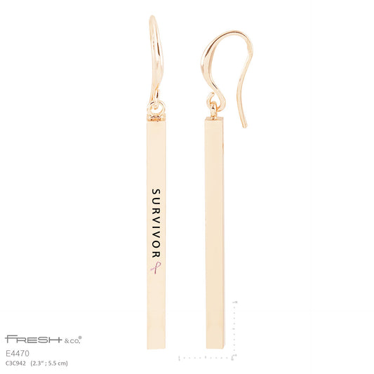 "SURVIVOR" Bar Dangle Earrings