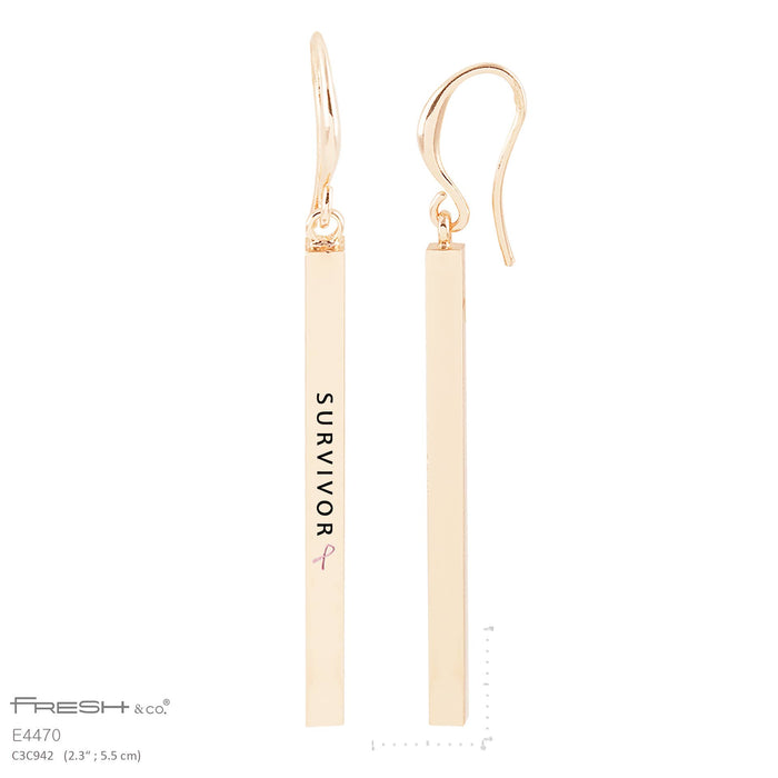 "SURVIVOR" Bar Dangle Earrings