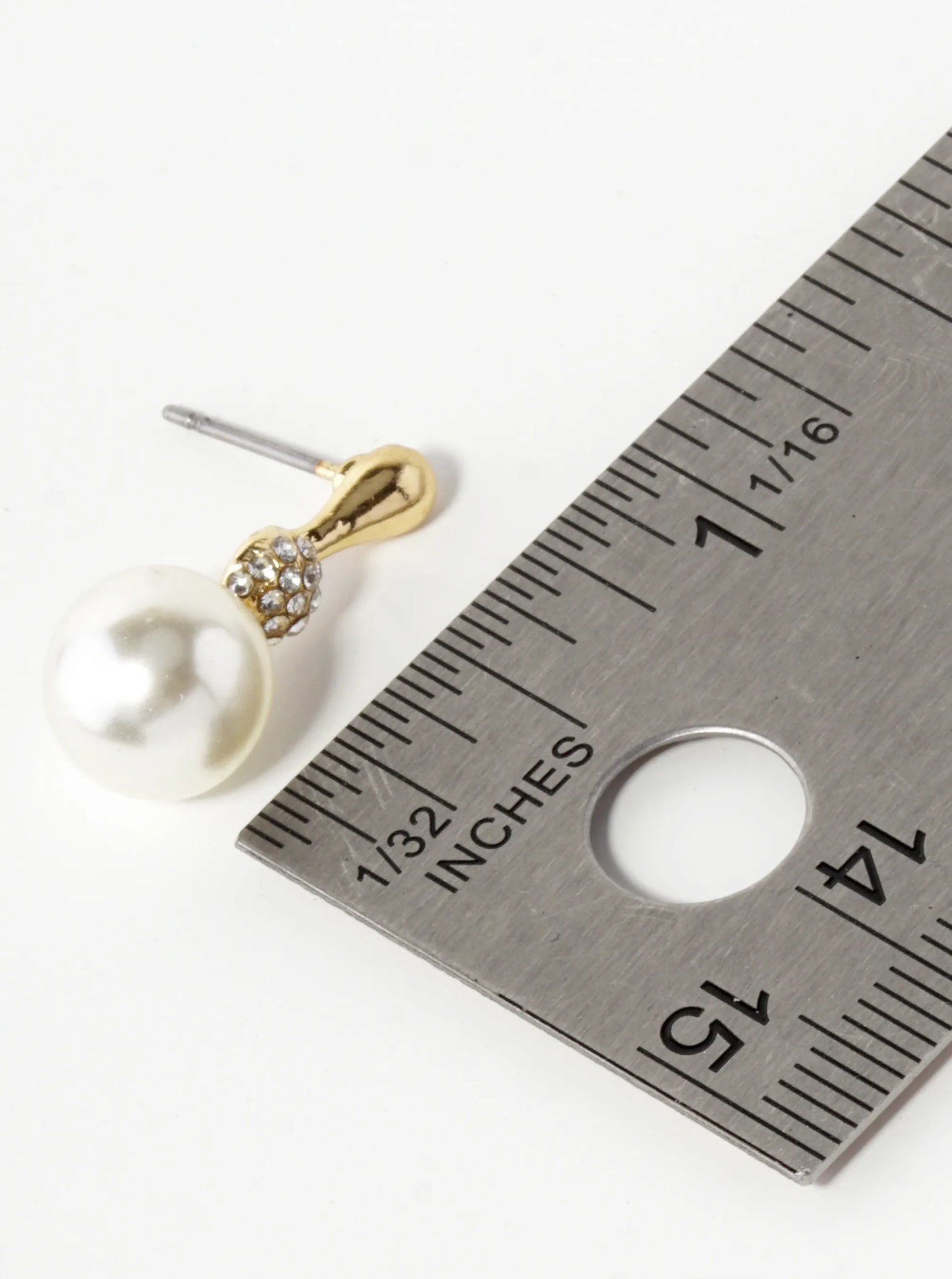 9mm Pearl Drop 21mm Crystal Pave Stud Earrings