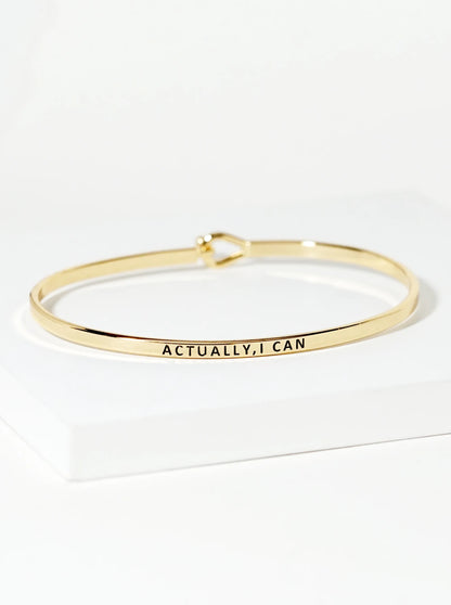 Actually I Can Engraved Inspirational Bangle Bracelet