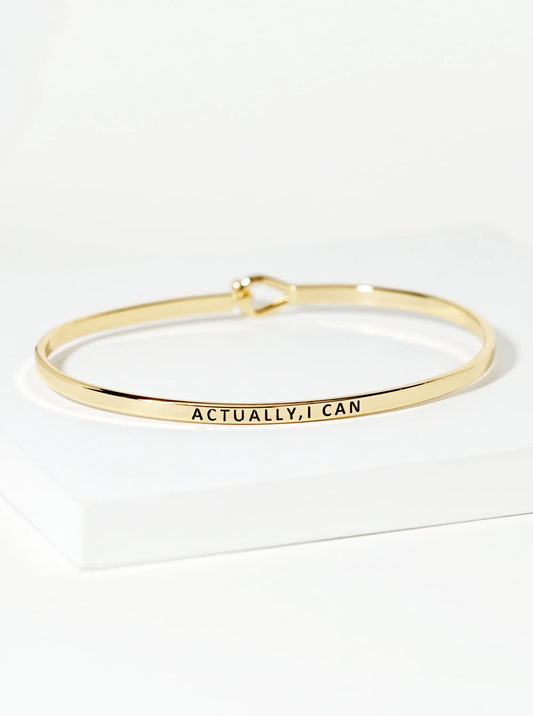Actually I Can Engraved Inspirational Bangle Bracelet