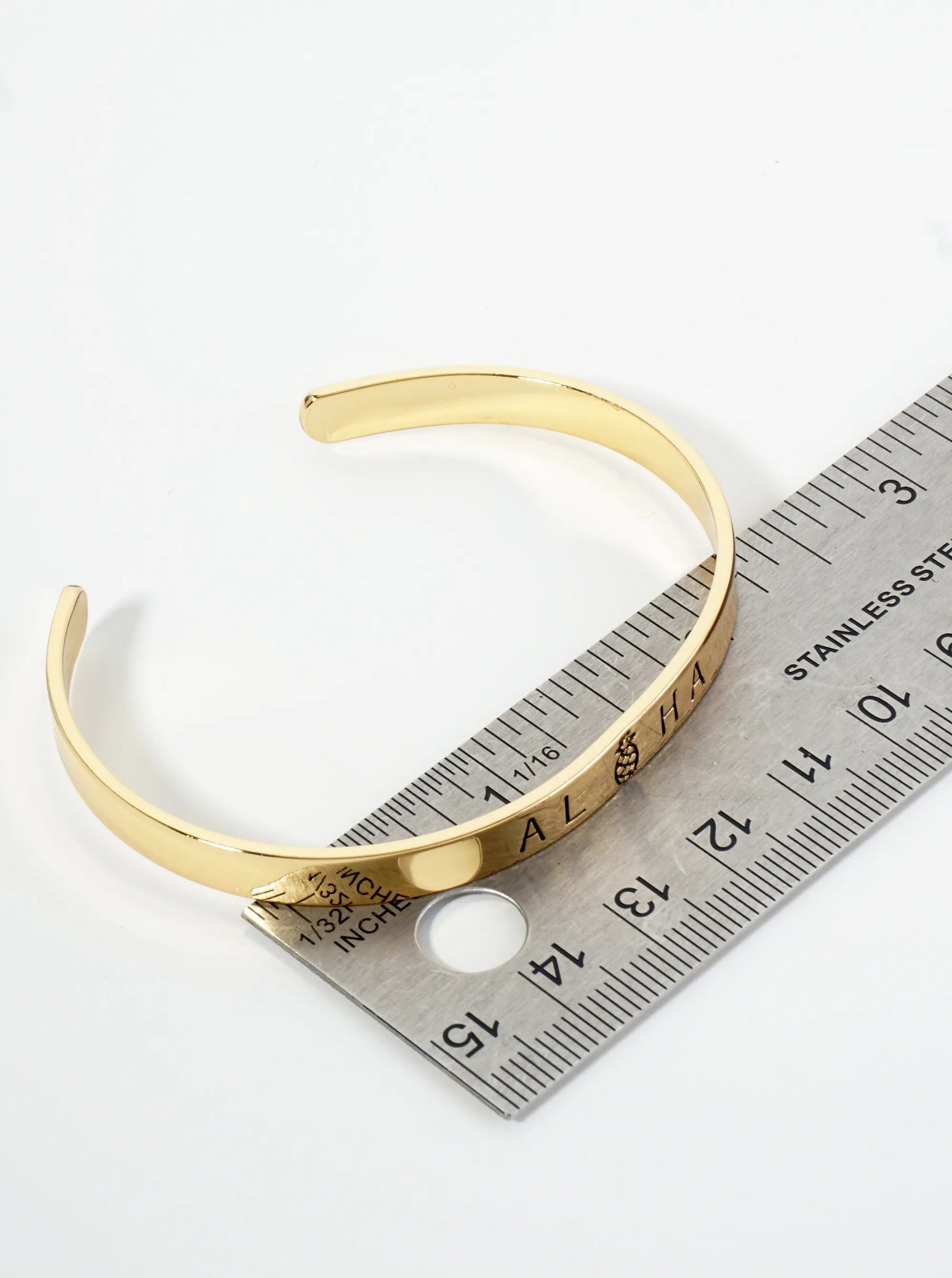 Aloha Engraved 18K Gold Dipped Open Cuff Bangle Bracelet