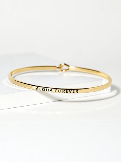 Aloha Forever Engraved Inspirational Bangle Bracelet
