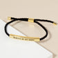 Always Be My Mom Engraved 18K Gold Dipped Curved Brass Tube Bar Adjustable Pull Tie Bracelet