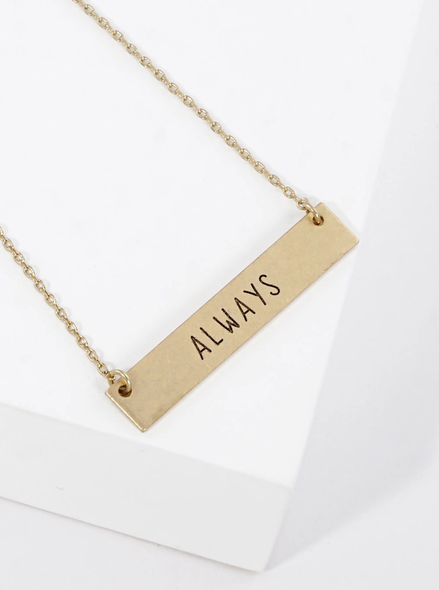 Always Engraved Horizontal Bar Pendant Necklace