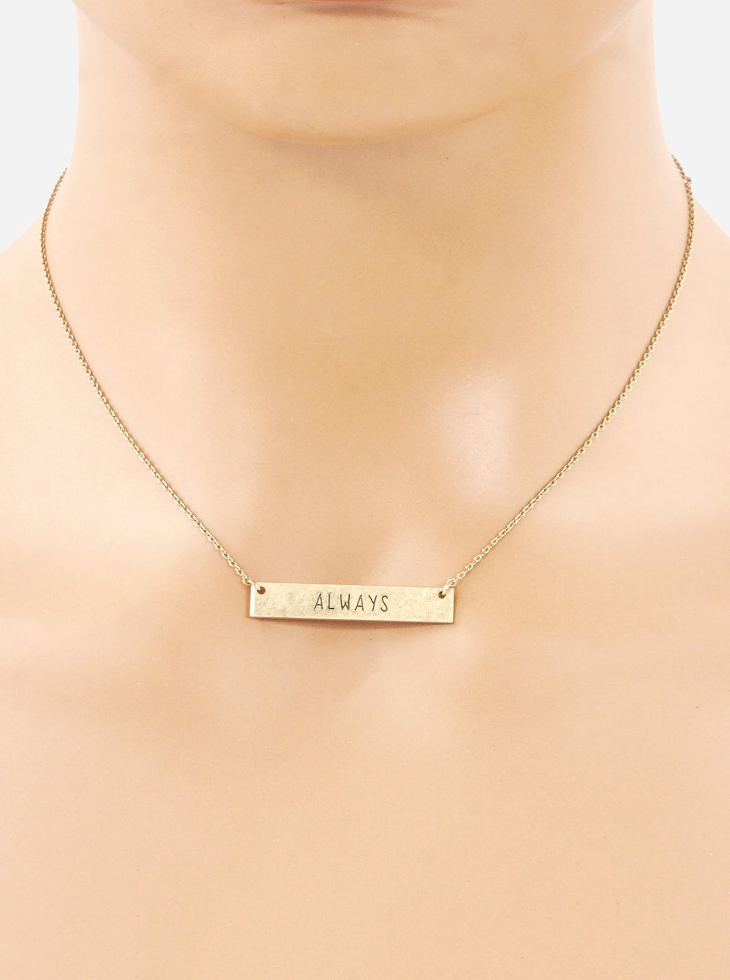 Always Engraved Horizontal Bar Pendant Necklace