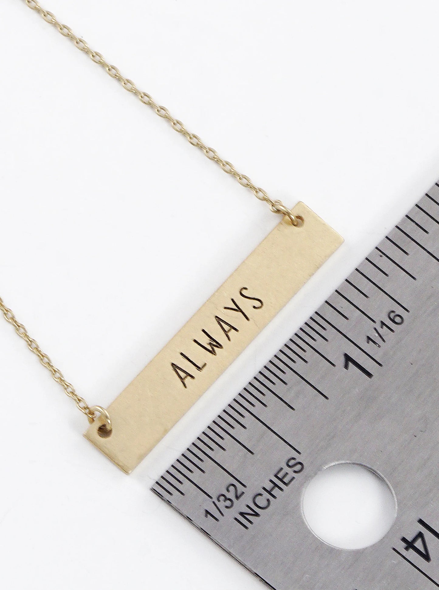 Always Engraved Horizontal Bar Pendant Necklace