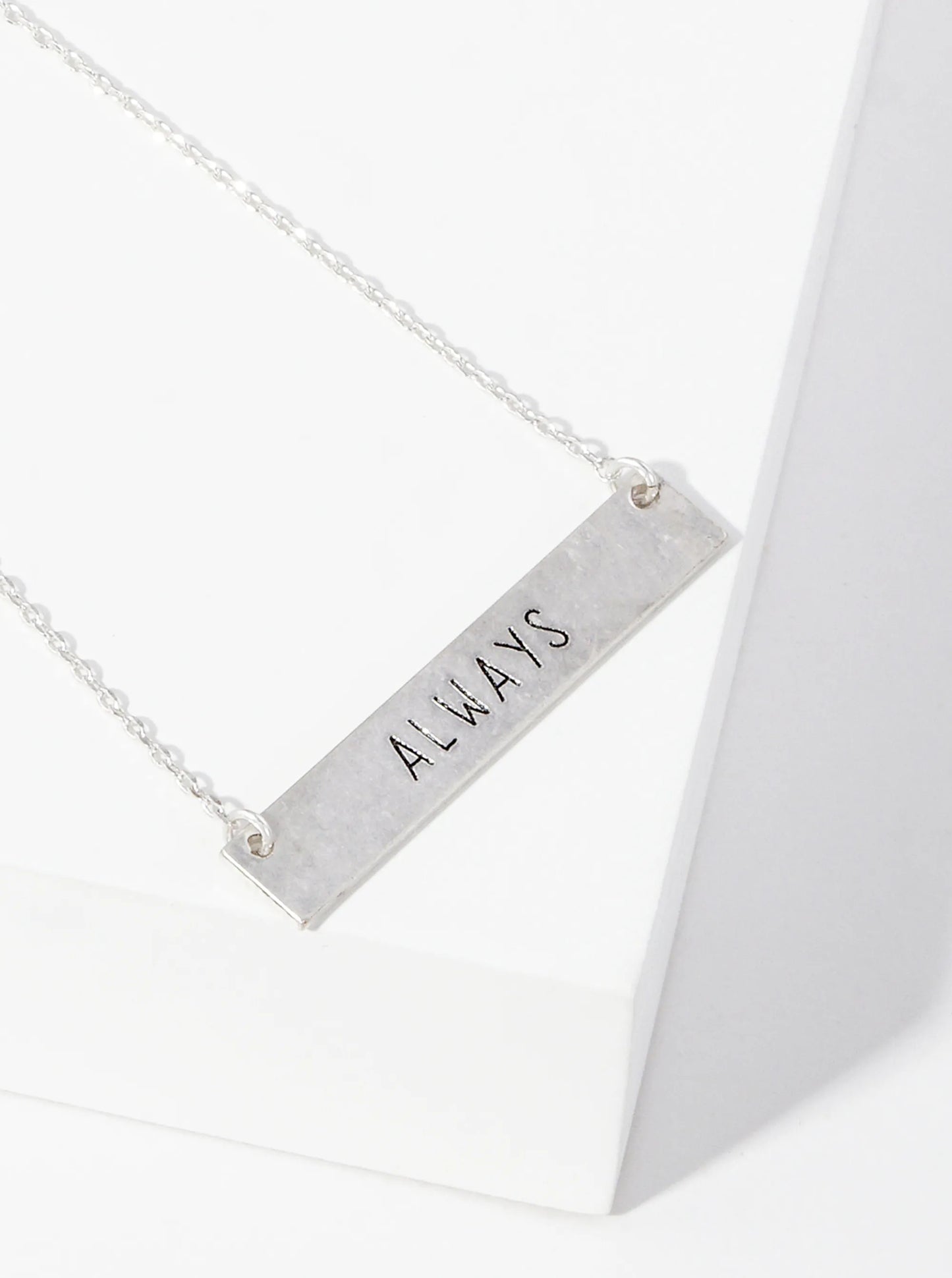 Always Engraved Horizontal Bar Pendant Necklace
