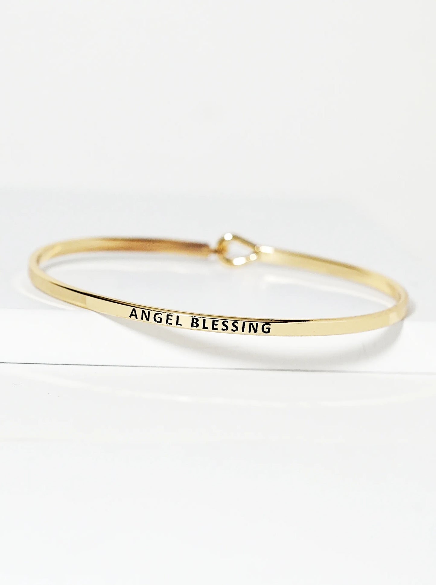 Angel Blessing Engraved Inspirational Bangle Bracelet
