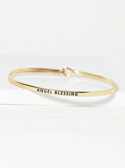 Angel Blessing Engraved Inspirational Bangle Bracelet