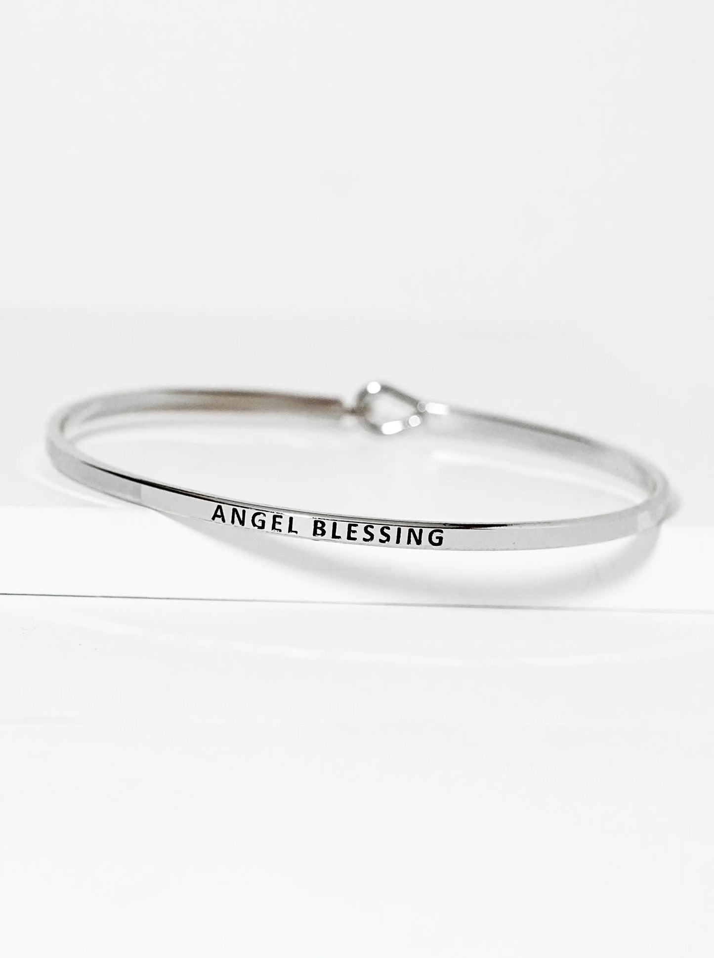 Angel Blessing Engraved Inspirational Bangle Bracelet