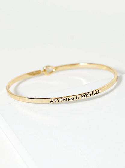 Anything Is Possible Engraved Inspirational Bangle Bracelet