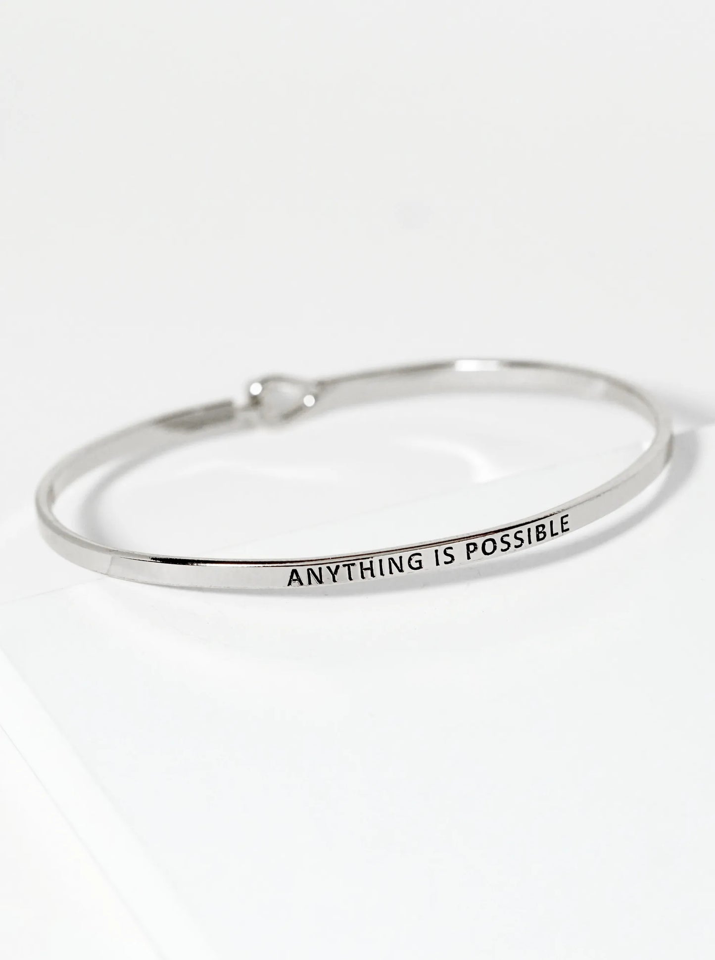 Anything Is Possible Engraved Inspirational Bangle Bracelet