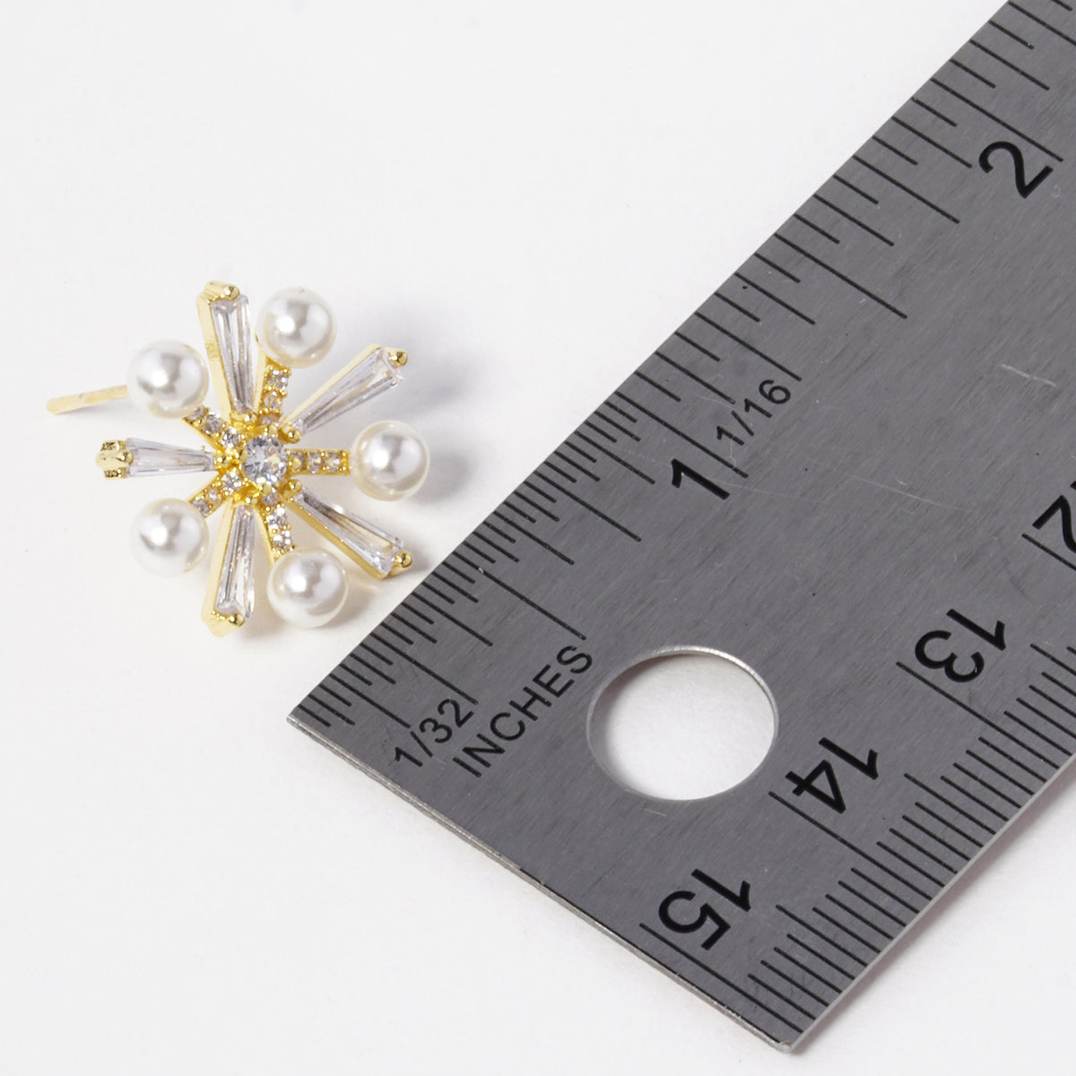 Radiating Flower Stud Earrings | BE327 — BE327-SIZE.JPG
