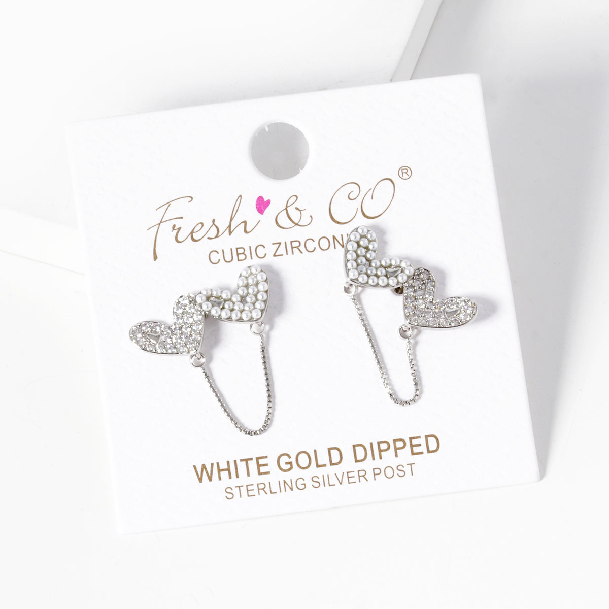 Double Heart Open Loop Earrings | BE329 — BE329-RWH.JPG