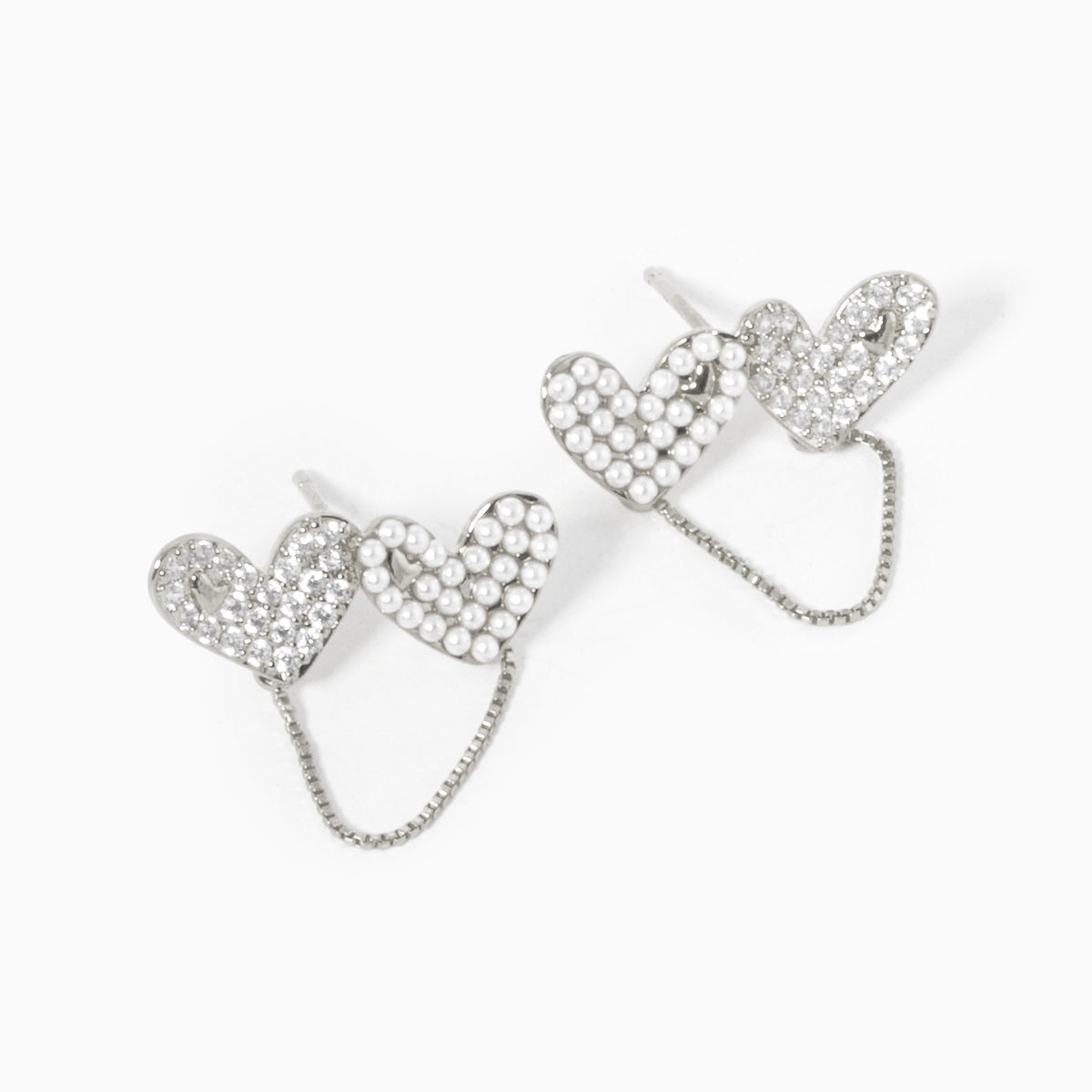 Double Heart Open Loop Earrings | BE329 — BE329RWH.JPG